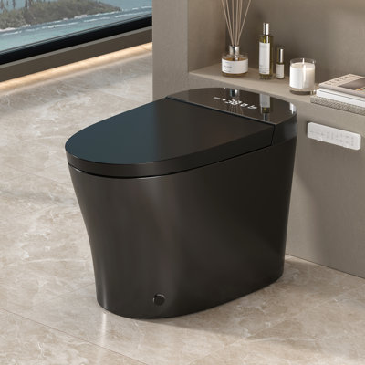 Smart Bidet Toilet With Auto Open/Close Lid, Auto Flush & Foot Sensor, Heated Seat, Warm Water Wash, LED Display, Night Light, 12-Inch Rough-In
