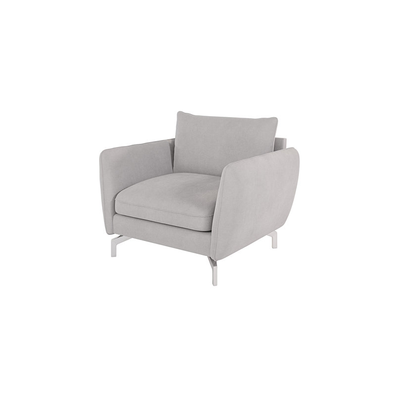 Modern Armchair  with Silver Metal Legs, Silver