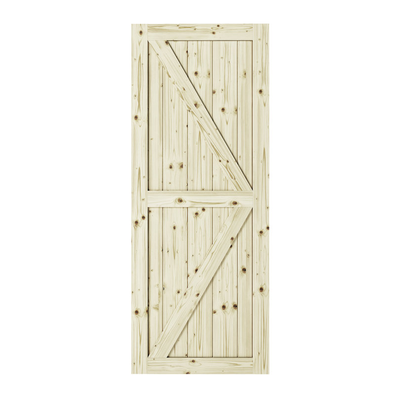 Artisan 84'' Solid Wood Paneled Unfinished without Installation Hardware Kit Barn Door, 33" x 84"