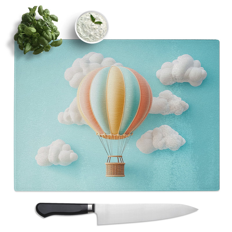 Hot Air Balloon Vision  Glass Chopping Board
