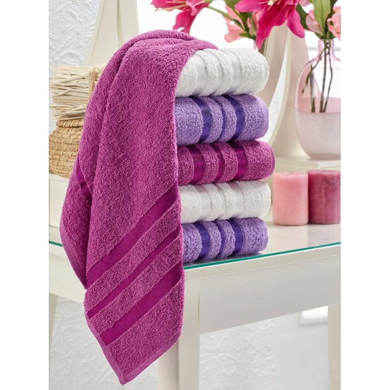 Ensemble de serviettes 6 pièces Sabiha, Lilas / mauve / blanc