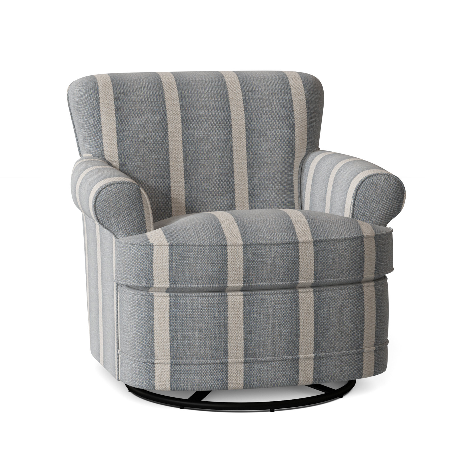 Maxton Upholstered Swivel Armchair, Light Blue and White Stripe; 0256-54
