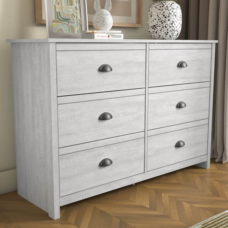Bhure 46" W 6 Drawer Dresser, Dusty Gray Oak