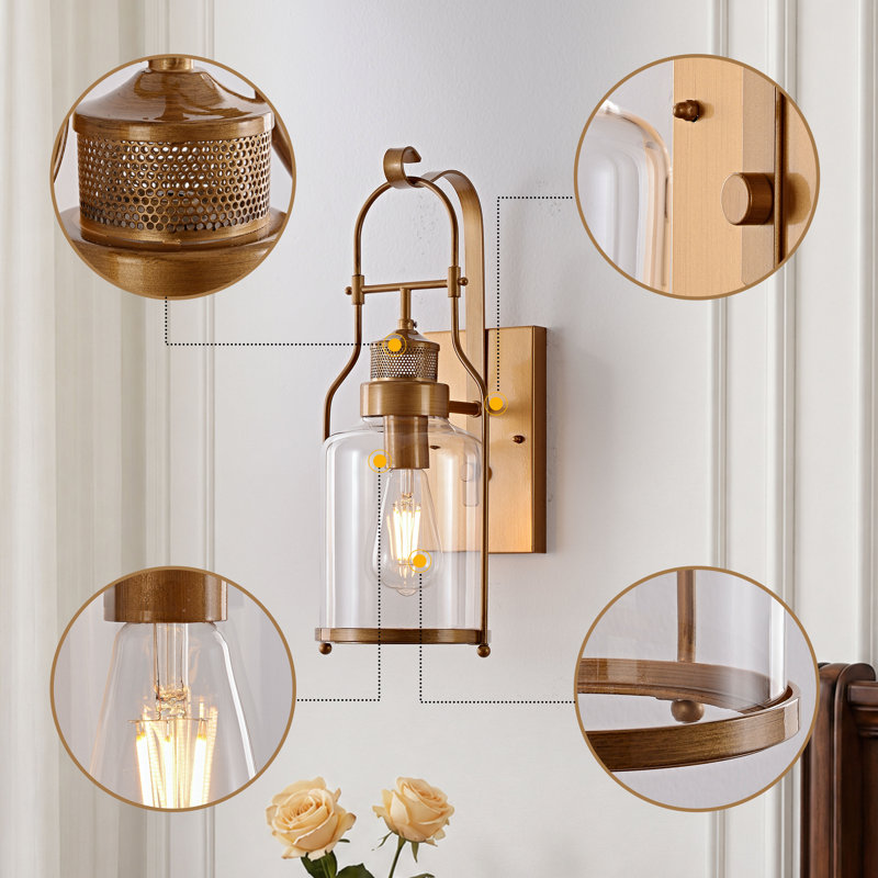 Belinda Single Light Rustic Wall Sconce Lantern - Brushed Brass