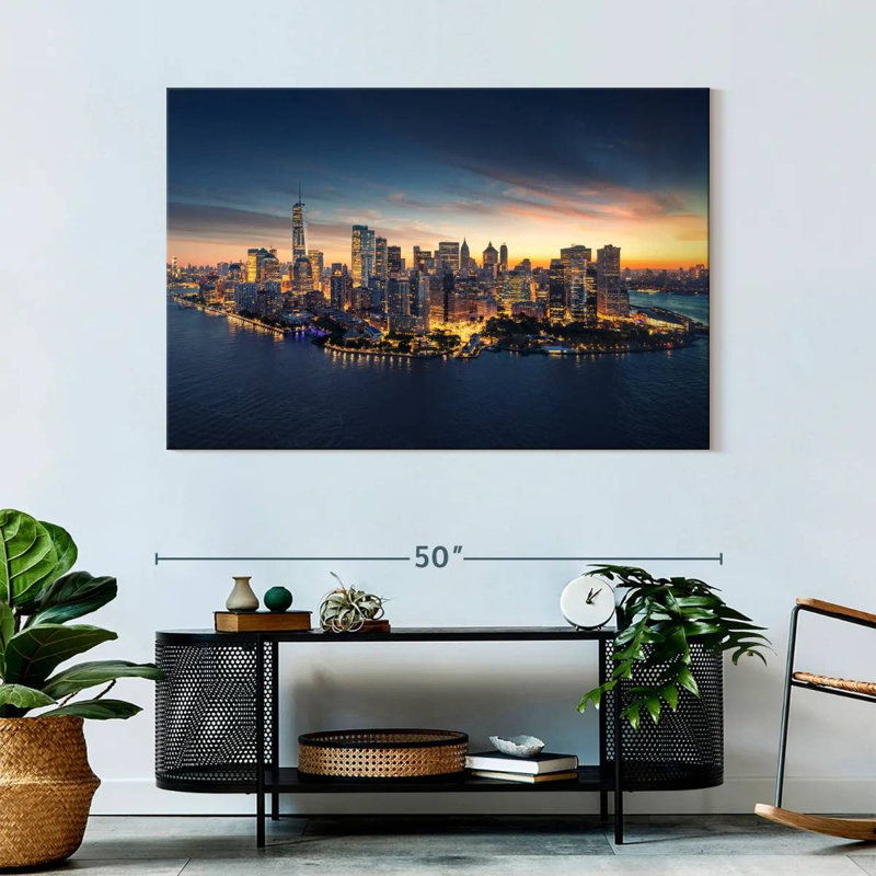 Coucher de soleil sur le port de Sirci à Manhattan, H 32 po x l 48 po