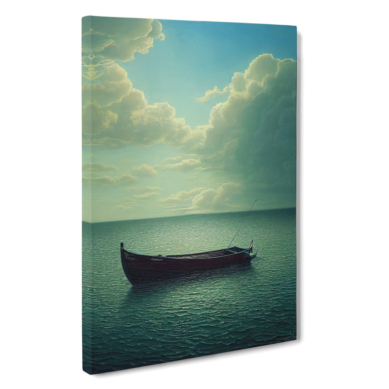 Boat Under The Clouds - Print, No Matte, 60cm H x 40cm W x 3cm D, Wrapped Canvas