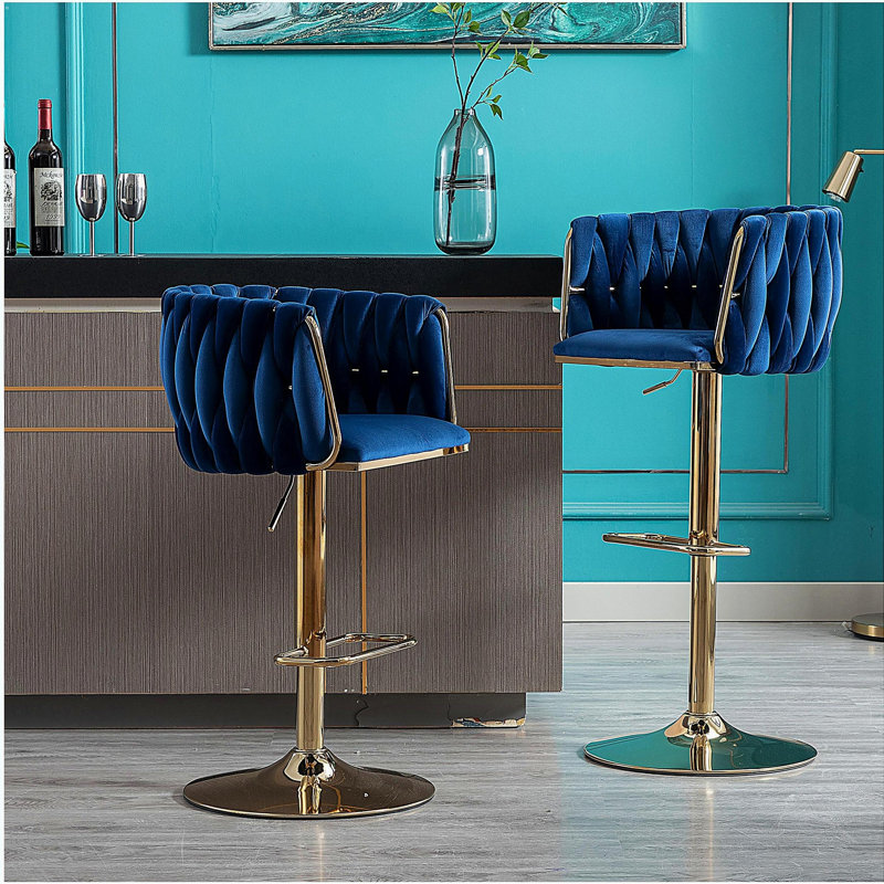 Tabouret pivotant à hauteur réglable Charolet, Bleu marine