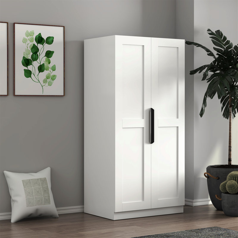 Wood Storage Freestanding Buffet Cabinet with Doors and Shelves, White
