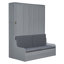 Grand lit escamotable mural avec coussin, gris