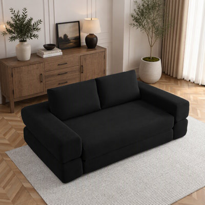 Boneless Convertible Sofa Bed,3 In 1 Folding Floor Couch Corduroy Fold Out Couch Bed Futon Sleeper Mattress With Pillows,Boneless Sofa Comfy Lounge Loveseat For Living Room, Bedroom