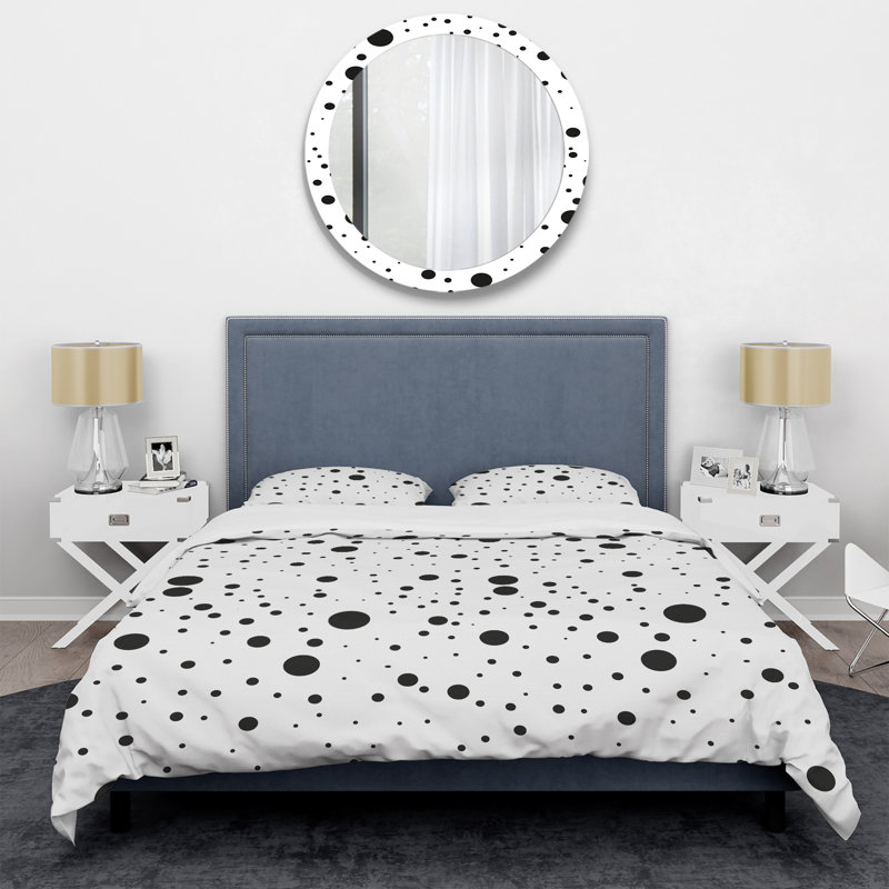 Black Abstract Dot Polyester Abstract Duvet Cover Set, Twin Duvet Cover + 1 Standard Sham