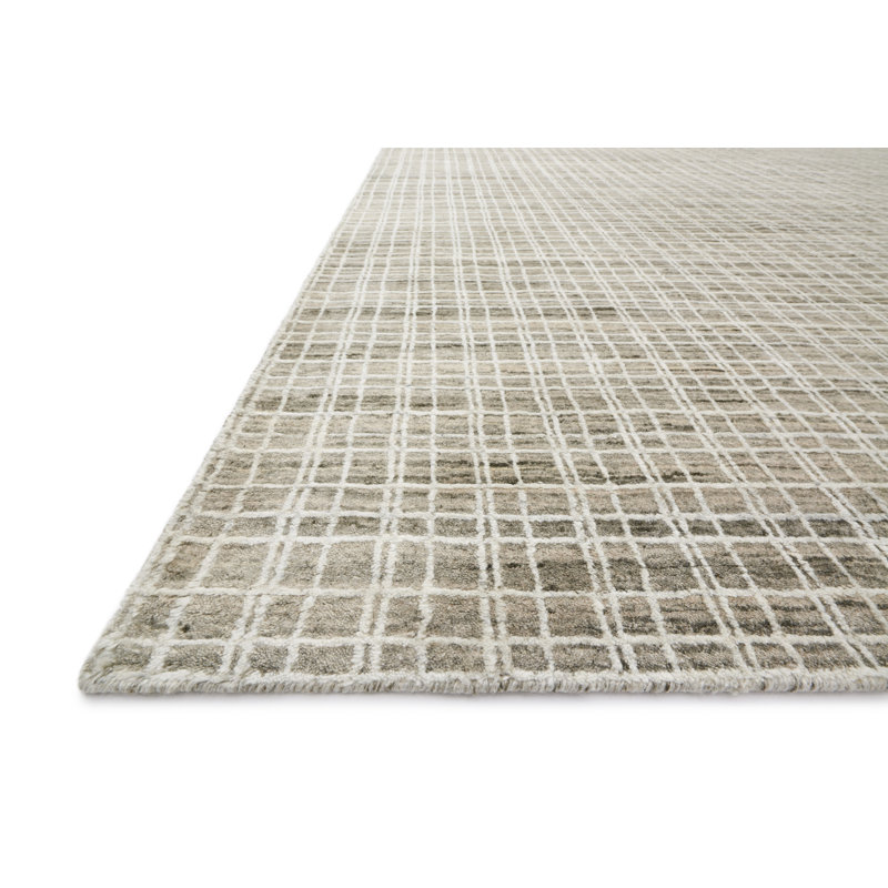Tapis taupe à motif géométrique tissé à la main Gareth, Rectangle 2 pi x 3 pi