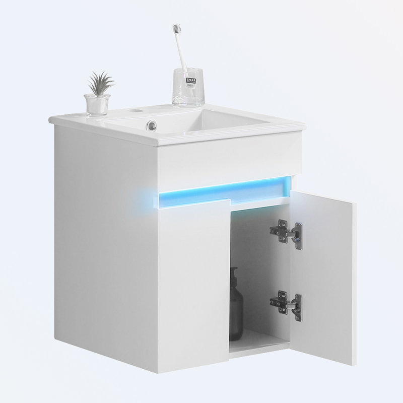 Meuble-lavabo mural avec lavabo, capteur de lumière
