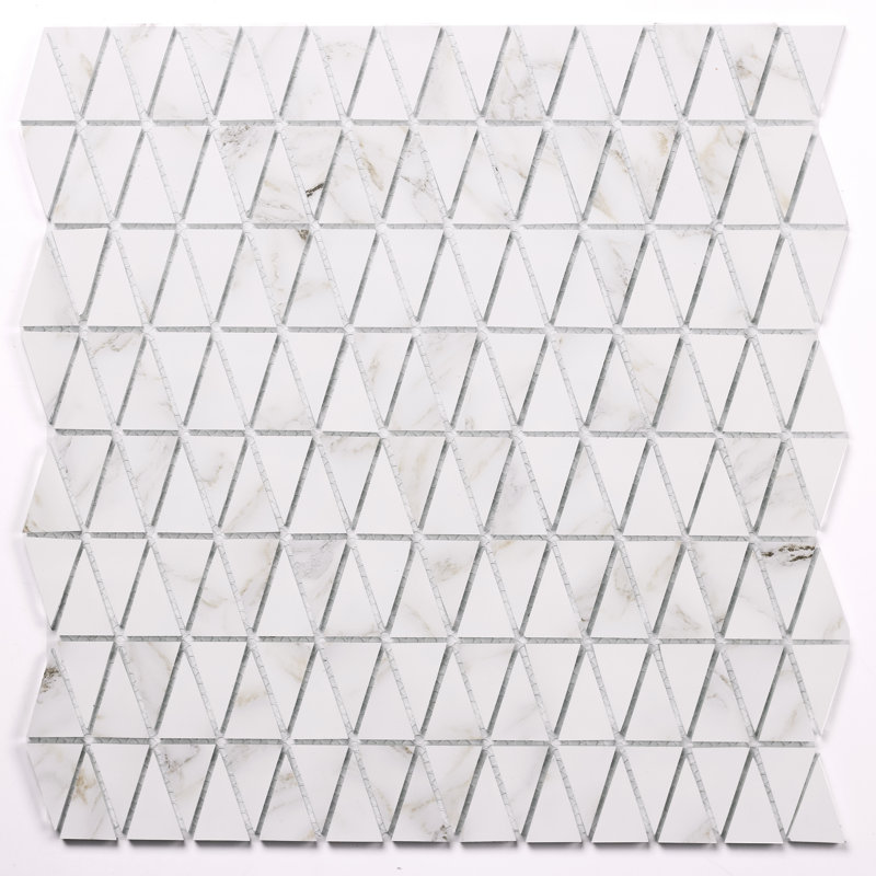 Carreau de mosaïque en verre Art Déco 1 po x 2 po, Blanc Bianco Carrara