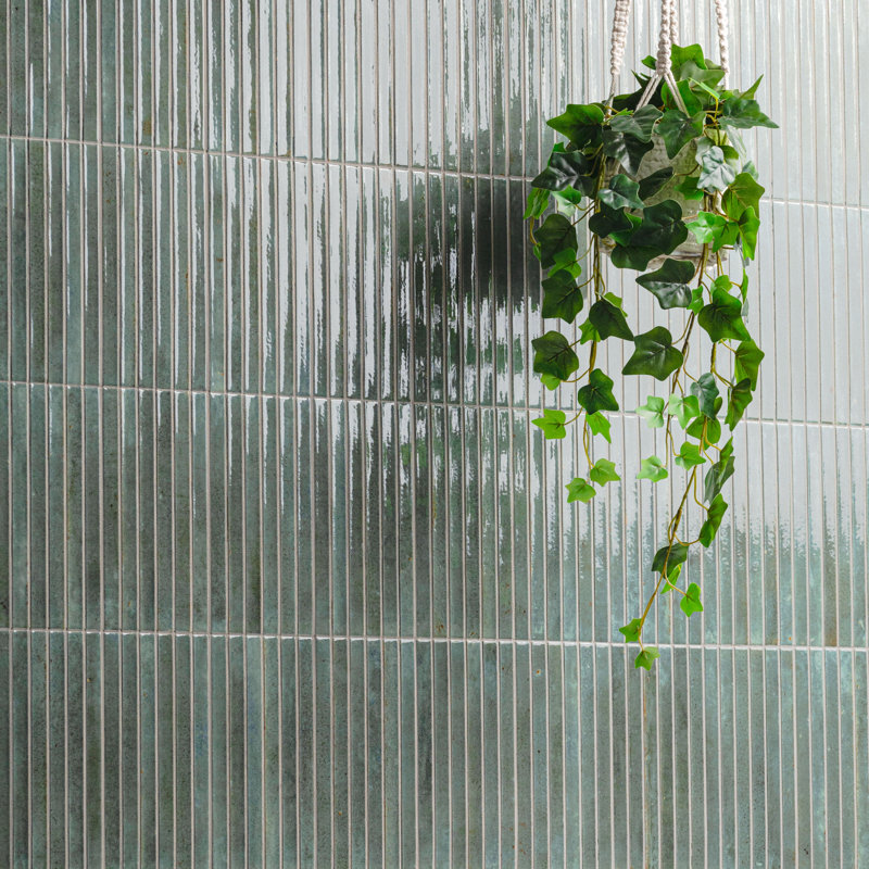 Marino 5 in. x 10 in. Glossy Porcelain Fluted Slat Wall Tile, Jade Mist