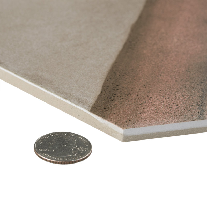 Matter Hex Canvas 8' x 9' Stone Look Wall & Floor Tile, Taupe/Red
