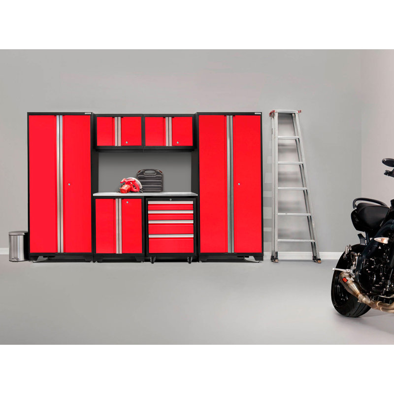 Bold Series 7 Piece Complete Garage Storage System, Red