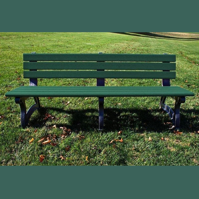  Banc de parc de 8 pieds en bois de charbon Aspen - Bois 100% recyclé durable | Siège d'extérieur résistant aux intempéries, écologique et confortable pour les parcs, les jardins et les patios (vert)