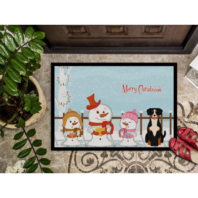 Tapis d'entrée antidérapant Burlap Merry Christmas Carolers Entlebucher