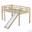 Rubber Wood Low Loft Bed with Slide-1727887990