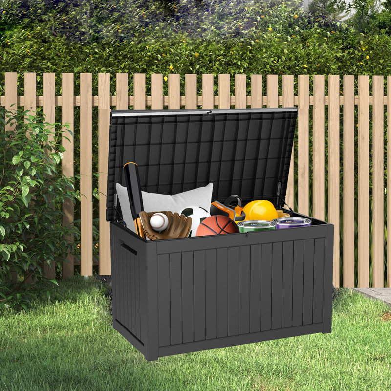 Boîte de rangement pour l'extérieur, H 34 po x l 57,50 po x P 32 po, Noir, noir, noir, noir
