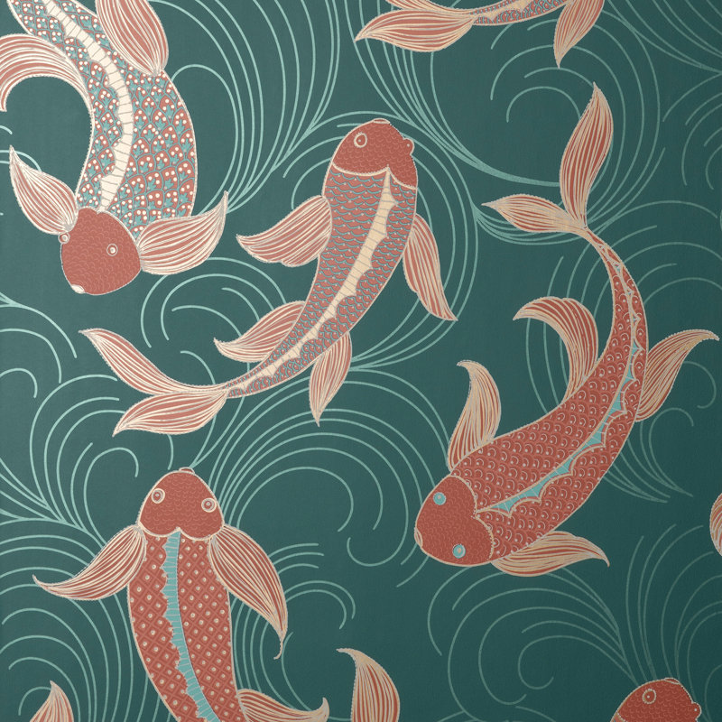 Dashiell Decorative Fish Wallpaper, Teal