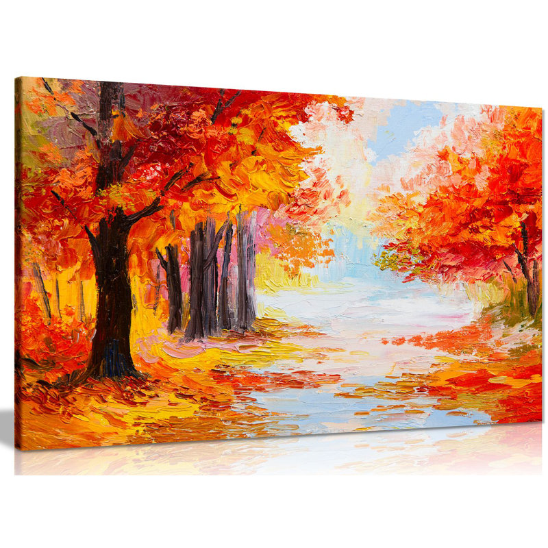 Autumn Forest - Wrapped Canvas Painting, 61cm H x 91cm W