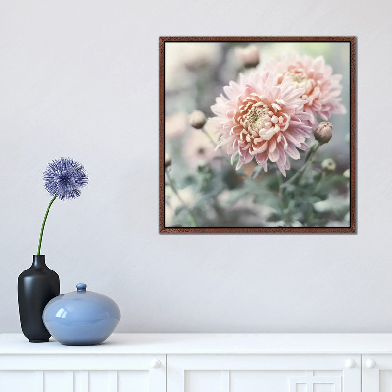 Muted Daisy by Sarah Gardner - Print on Canvas, 45.72 cm H x 45.72 cm W, Brown Floater Frame