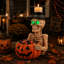 Ensemble de figurines de squelette avec bol à bonbons citrouille et bougeoir pour décoration de table d'Halloween