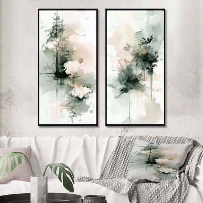 Reflet d'un arbre abstrait vert - Impression sur toile en 2 parties
