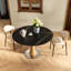 Ensemble de 3 pièces : table à manger ronde en pierre frittée de style moderne du milieu du siècle (43 pouces) avec 2 chaises de cuisine confortables en forme d'arc.-461231249-461231250-461231253