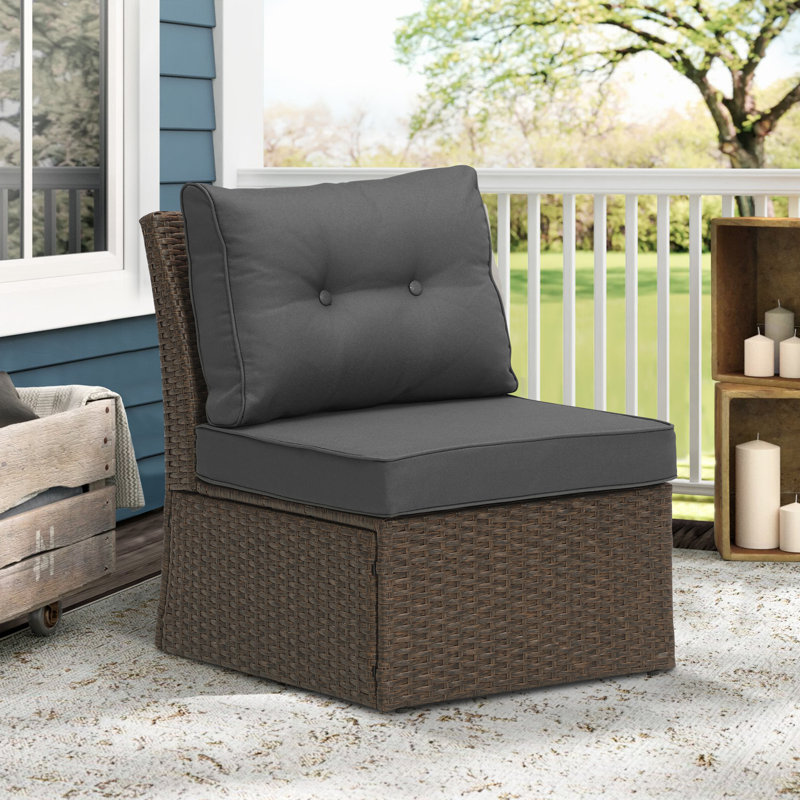 Chaise de patio avec coussins, Gris foncé, Brun