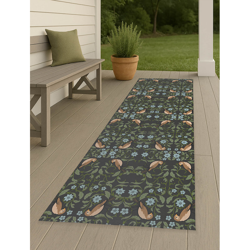 Tapis d'extérieur à marches souples Tweetie, Gris anthracite, Tapis de couloir 8 pi x 2 pi 6 po