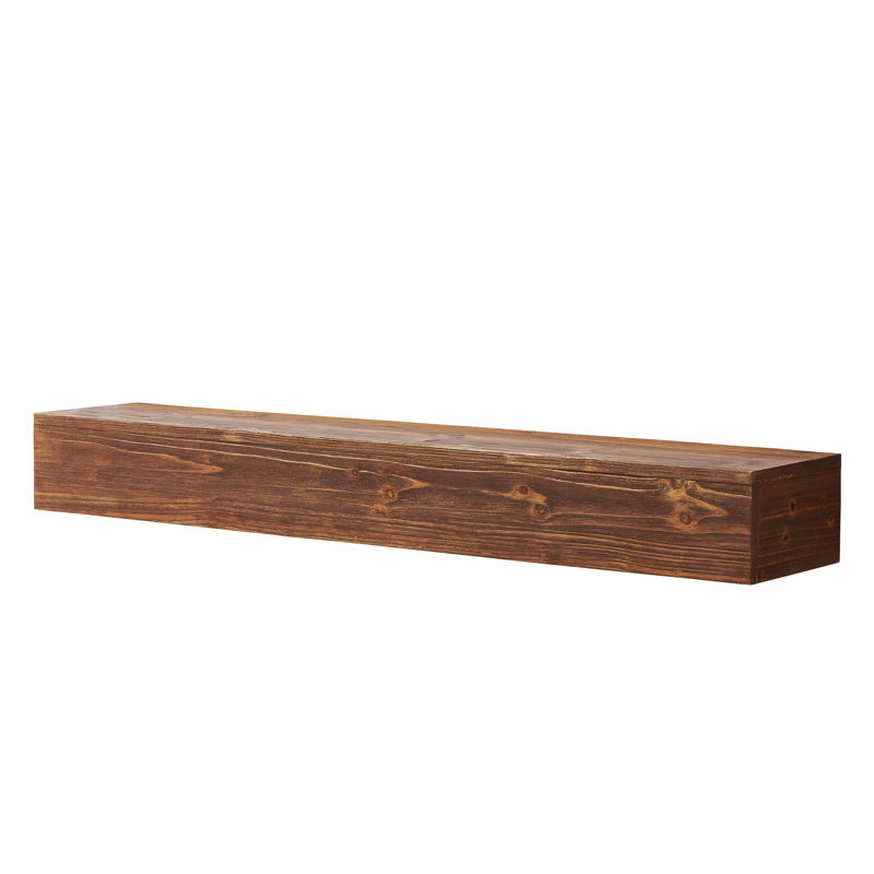Rustic Wood Fireplace Mantel,Wall-Mounted & Floating Shelf For Home Decor, Light Brown, 6" H x 72" W x 9" D