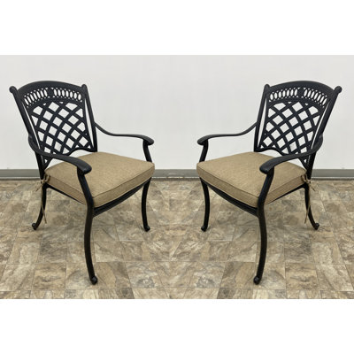 Ellston Stacking Patio Dining Armchair with Cushion by Darby Home Co