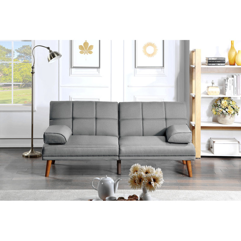 Upholstered 71'' Sofa, Gray Black Polyfiber