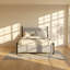 Structure de lit tapissier très grand rayé en bois d'hévéa massif l 81 po x P 85,4 po x H 48 po Christopher Knight Home-2102343122