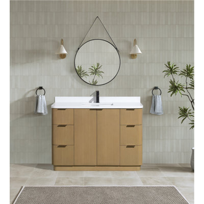 Ensemble de meuble-lavabo simple 48 po avec plateau en quartz Calamigo