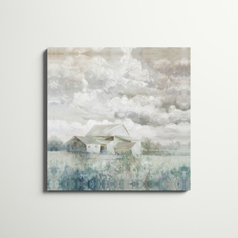 " Cloudy Desat Barn ", 36" H x 36" W, No, Wrapped Canvas