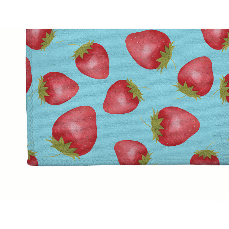 Tapis de bureau léger Summer Strawberries, L 60 po x P 84 po, Turquoise