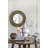 D29.5" Round Gold And Black Wooden Accent Mirror With Woven Texture