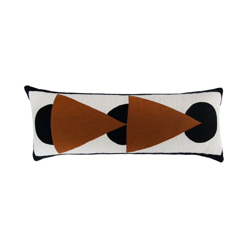 Zaza Wool Lumbar Pillow Cover, Black/Brown
