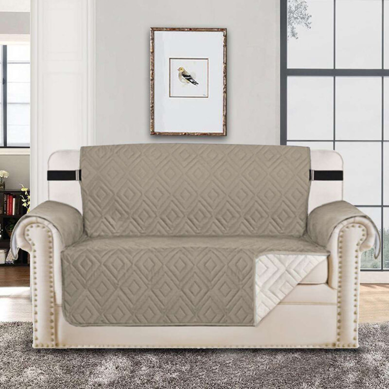 Housse pour causeuse à coussin carré réversible Dovercourt Diamond, Brun clair
