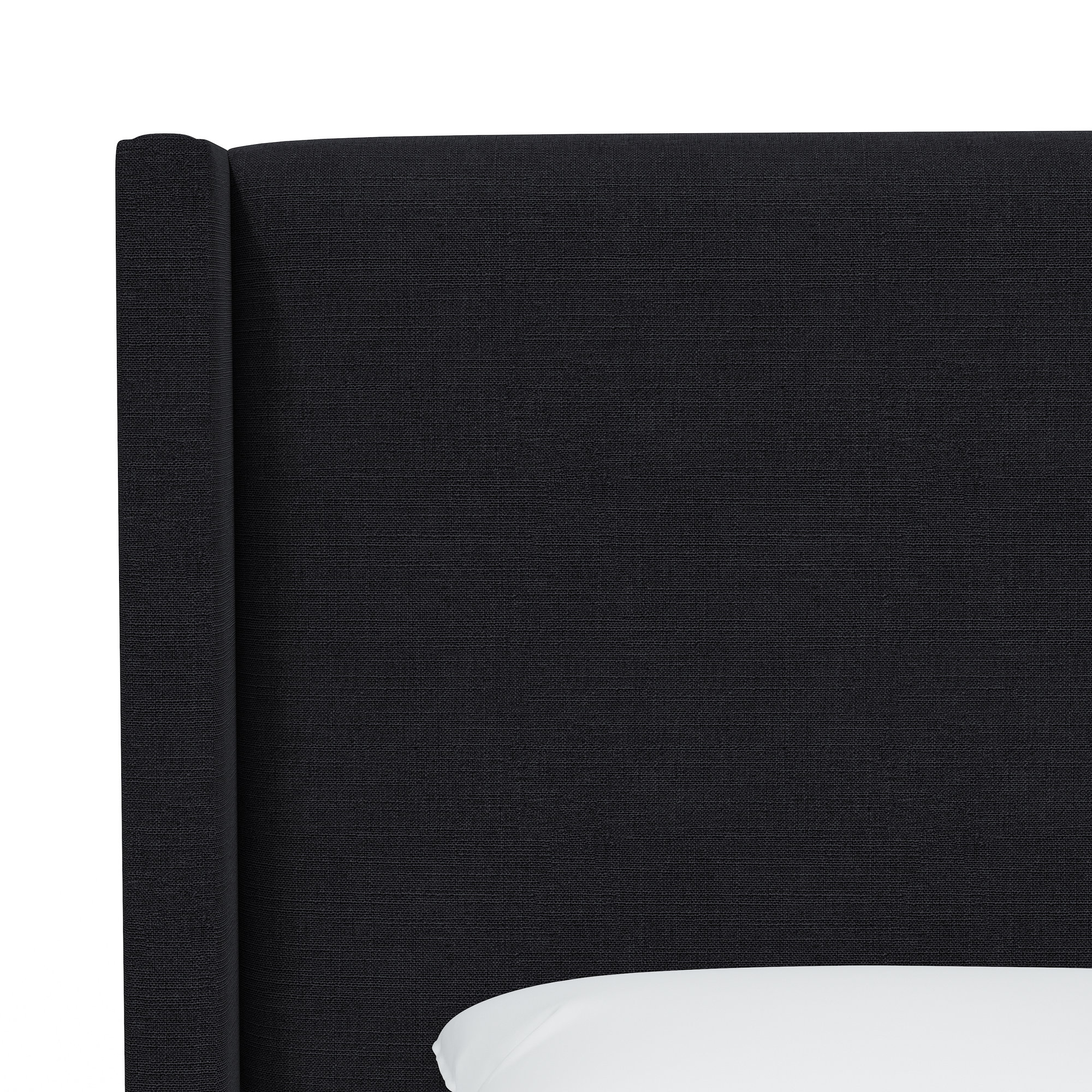 Hanson Upholstered Wingback Bed, Twin, Classic Black Linen