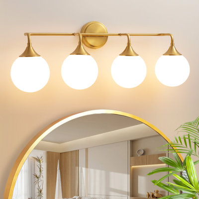Romale Dimmable Bathroom Vanity Light with 5.9in Milk Opal Glass Globe Shade