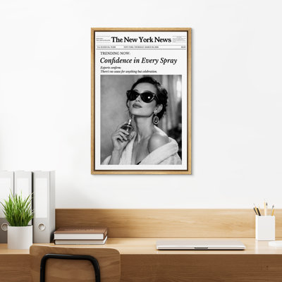 Vintage Newspaper Style Perfume Advertisement Wall Art Decor Framed On Canvas Print