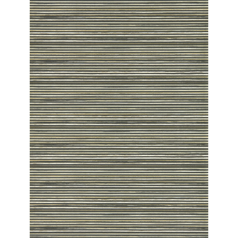 Gradiate Striped Metallic Wallpaper Roll, Ebony/Parchment