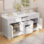 Meuble-lavabo double 72 po avec lavabo en marbre et portes à volets en céramique-692373307