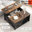 Table basse à plateau relevable avec rangement, table basse de ferme de 31,5 po pour le salon, tables basses carrées avec grand rangement caché et portes de grange coulissantes, noir-2067066737