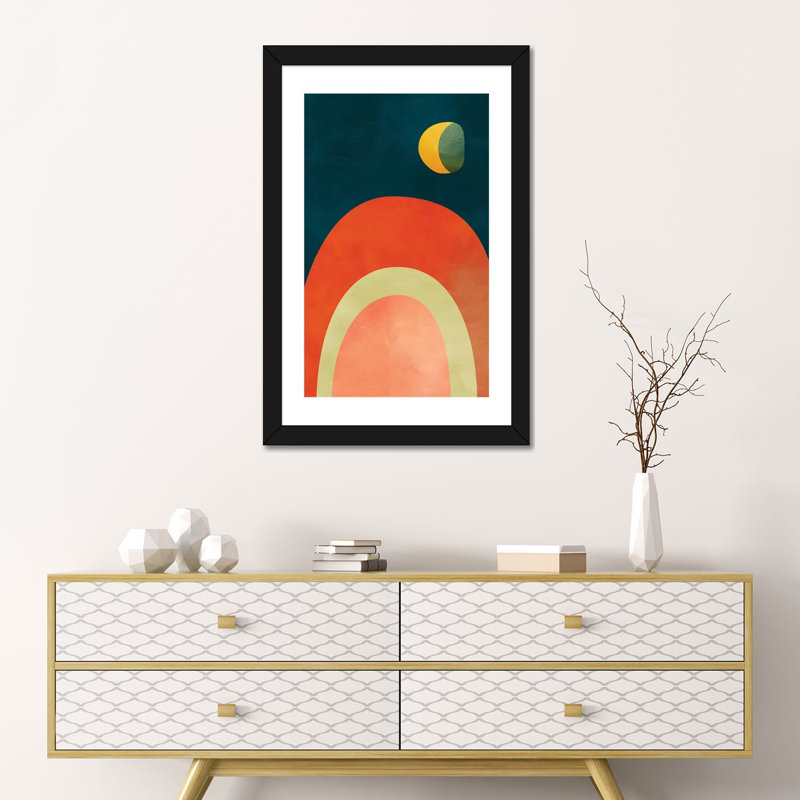 «Mid Century Modern III» par Ana Rut Bré - impression d'art graphique, Papier encadré noir, Blanc, H 24 po x l 16 po x P 1 po